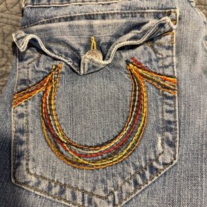 Men’s Vintage True Religion Bootcut Jean Rainbow Flap Pocket. 34x32 100% Cotton